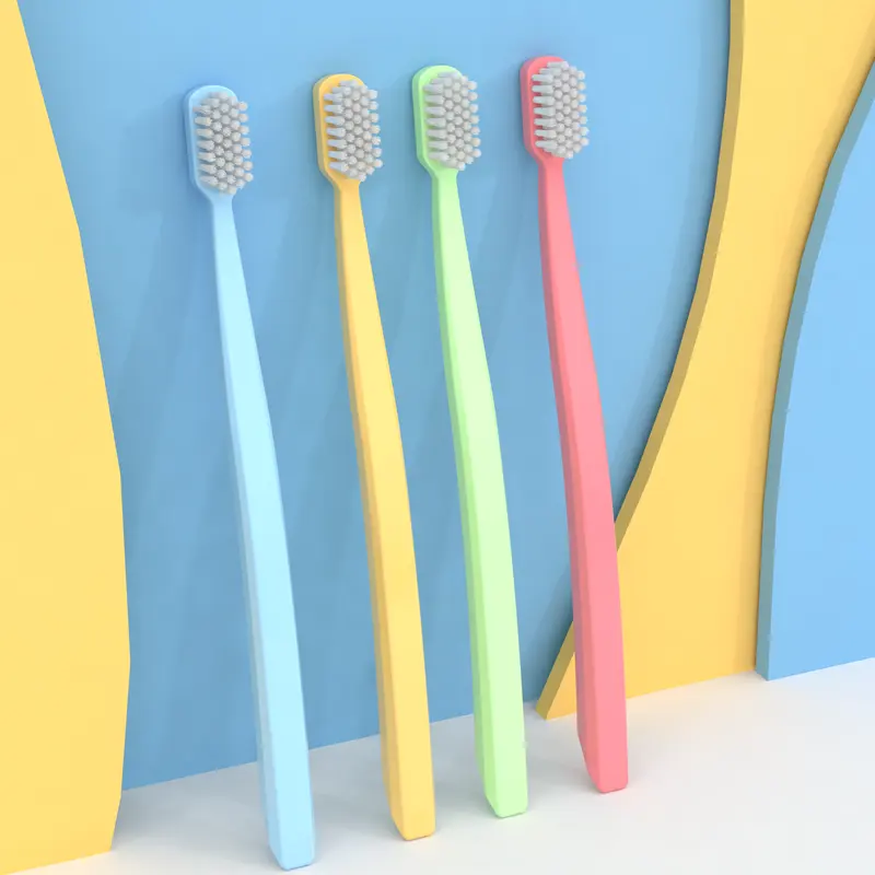 Özel Logo özel markalar 2 adet yumuşak kıl diş fırçası yüksek kalite özel renk yetişkin prim diş fırçası