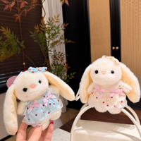 Porte-clés Lapin en Peluche Blanc avec Robe en Dentelle Cœur, Breloque Mignonne pour Sac, Pendentif Peluche pour Sac, Cadeau Doux et Moelleux
