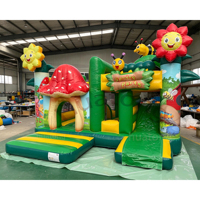 Château gonflable commercial pour adultes et enfants, motif champignon et abeille, combo de dessins animés pour l'extérieur