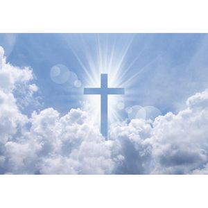 10x8ft Fondo de cruz cristiana Luces sagradas Cielo Nubes Crucifijo Señor Orar Resurrección Jesús EasterBackdrop - Product Image 6