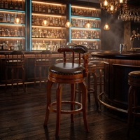 Tabouret de bar pivotant à dossier haut en bois massif de style européen-américain avec design personnalisable pour comptoir de bar