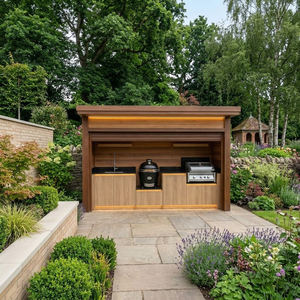 Abri <span class=keywords><strong>de</strong></span> cuisine extérieur privé en acier inoxydable 304, design moderne, avec volets roulants et évier multifonctionnel - Product Image 1