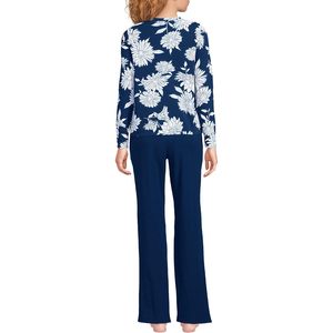 FOXA Women's Knit 2 Piece Pajama Set Long Sleeve Top And Pants Soft Sleepwear - Product Image 2