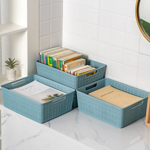 Plastic <b>Storage</b> <b>Baskets</b> Rectangle With Handles For Desktop Kitchen Bathroom Organizing Snacks <b>Toys</b> Cosmetics - Product Image 1