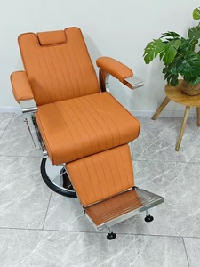 Antique Style Ergonomic Reclining Height <b>Adjustable</b> 360 Degree Swivel Stainless Steel Frame Barber Chair Heavy-Duty Hydraulic - Product Image 5