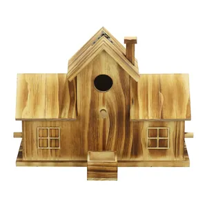 منازل طيور خشبية طبيعية للاستخدام في الهواء الطلق من خلال منازل طيور معلقة على شكل أوراق على شكل كاردينال وطائر بلو بريتش