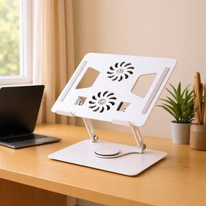 Support pour ordinateur portable en aluminium avec ventilateur de refroidissement, réglable en hauteur, support de bureau rotatif pour ordinateur portable et tablette - Product Image 3