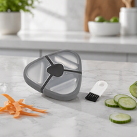 Éplucheur manuel multifonction en acier inoxydable à design triangulaire, brosse de nettoyage, coupe-légumes et fruits, facile à nettoyer, pour la découpe en dés en cuisine