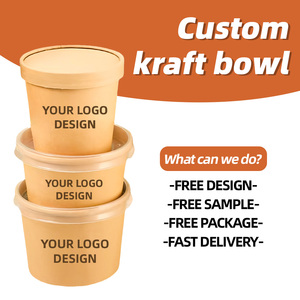 Suministro de fábrica Vasos de papel Kraft desechables Logotipo personalizable Cubo de sopa impreso y taza de gachas para llevar para café de sopa - Product Image 5