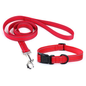 Heavy Duty Durable Reflective <strong>Nylon</strong> Pet Leash <strong>Dog</strong> Lead and <strong>Collar</strong> <strong>Nylon</strong> - Product Image 1