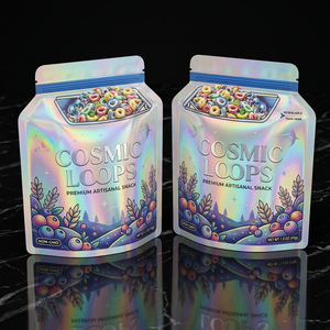Sachets refermables personnalisés en Mylar holographique de forme irrégulière pour enfants, anti-odeur, 3,<span class=keywords><strong>5</strong></span> <span class=keywords><strong>g</strong></span>, pour emballage de bonbons <span class=keywords><strong>g</strong></span>élifiés comestibles - Product Image 3