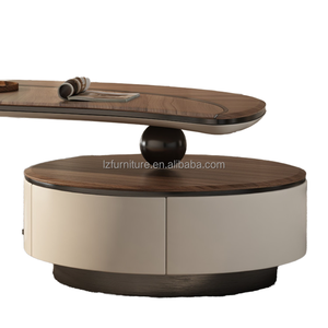 Nouvelle table basse moderne au design feuille, en bois et acier, avec rangement, pour salon, hôtel, villa - Product Image 4