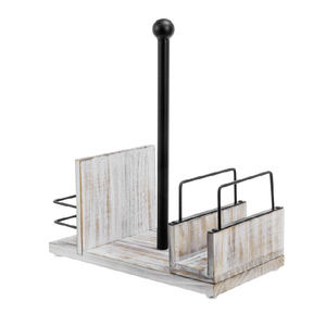 Ensemble de vaisselle tout-en-un en bois blanchi et en métal pour serviettes de table et porte-serviettes en papier - Product Image 2