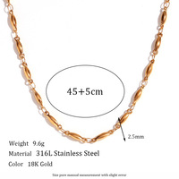 Collier chaîne à maillons en acier inoxydable 316L de qualité supérieure |   Bijoux pour femmes plaqués or 18 carats, résistants au ternissement, provenant de marques haut de gamme