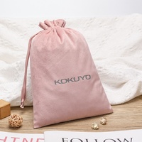 Pochette recyclable pour perruque en velours rose tendre avec logo personnalisé Sac de luxe Sac à poussière en velours avec ruban pour les articles Poussière