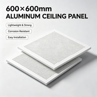 Plaque de plafond acoustique en métal perforé 600x600, plafond suspendu en aluminium pour la décoration des bureaux et des espaces publics