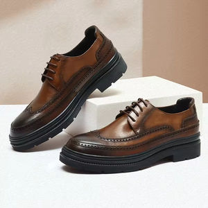 Chaussures habillées Oxford en cuir véritable pour hommes, lacets, antidérapantes, imperméables, respirantes, pour le bureau, les réunions, les mariages, les fêtes - Product Image 2