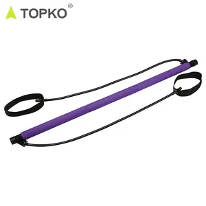 TOPKO 150LB समायोज्य प्रतिरोध बैंड ट्यूब पोर्टेबल पिलेट्स योग व्यायाम के साथ बार बार