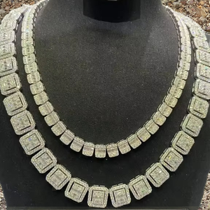 Wholesale Custom Tennis Punk <b>Necklace</b> Men Women 925 <b>Silver</b> VVS Moissanite Brilliant Cut Box Chain Customizable Color Claw - Product Image 1