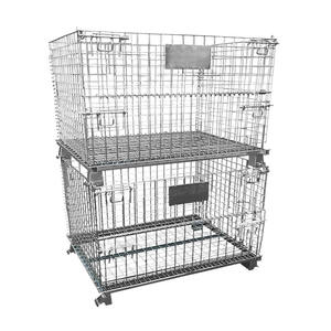 Conteneur de stockage empilable en acier de <span class=keywords><strong>cage</strong></span> de fil de boîte de maille d'entrepôt de capacité élevée avec des roues - Product Image 4