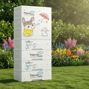 <span class=keywords><strong>Armario</strong></span> Colgante para Bebés, <span class=keywords><strong>Armario</strong></span> Infantil con Diseño de Dibujos Animados, <span class=keywords><strong>Armario</strong></span> de Plástico de Doble Puerta con Colgador para Niños - Product Image 1