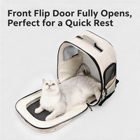 Sac à dos de transport pour chat réglable et léger avec fenêtre respirante, coussin amovible, sangle de bagage, fond stable et pare-soleil en maille