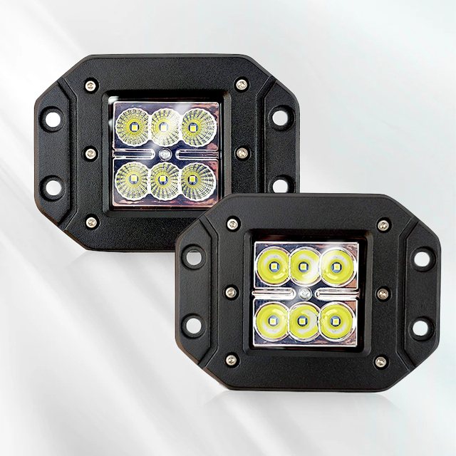LED Work Light Bar 5 Inch 18W Flush Mount Light for Car LED Spotlight Motorcycle Tractor Boat Truck SUV ATV Off Road Fog Lamp