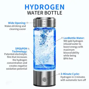 Botella de agua de hidrógeno Fabricante al por mayor Purificador alcalino portátil azul Inhalador Generador Botella de agua rica en hidrógeno Taza