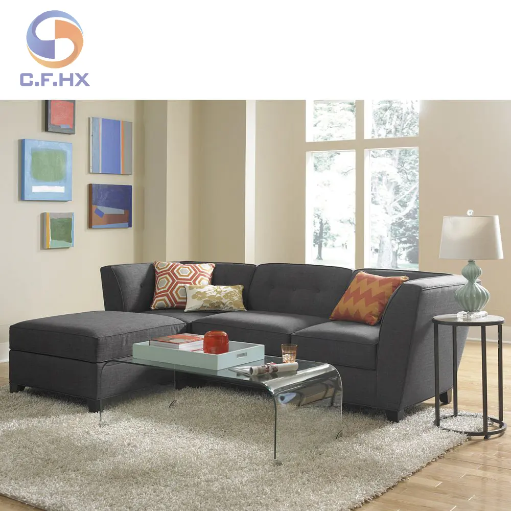 Phong cách hiện đại l-hình dạng sofa cắt đặt vải nhung đi văng với chuyển đổi Chaise phòng chờ giường