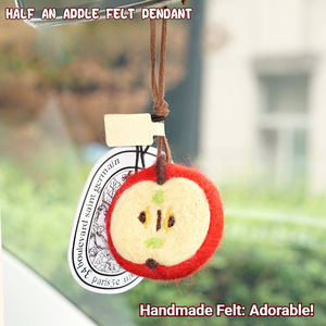 Pendentif demi-pomme en peluche, produit fini, décoration de rétroviseur de voiture, accessoires intérieurs de voiture minimalistes, pendentif de sac - Product Image 3