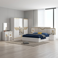 Ensemble complet de meubles de chambre à coucher de luxe en bois, design moderne, avec lit king-size en cuir double, armoire et commode, pour la maison, disponible en taille queen.