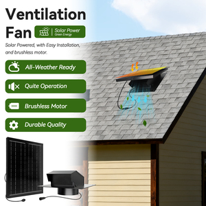 Ventilateur d'évacuation de toit solaire pour grenier 12V IP68 Économique en énergie Silencieux pour usage domestique et commercial Lame en plastique Cuisine Salle de bain - Product Image 2