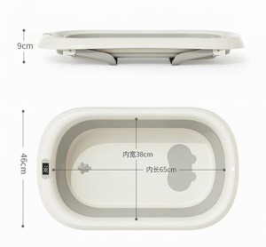 Ensemble <span class=keywords><strong>de</strong></span> baignoire pour bébé nouveau-né, design portable, plastique souple PP et TPE avec capteur <span class=keywords><strong>de</strong></span> température, baignoire pliable - Product Image 6