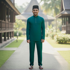 Proveedor Mayorista de Malasia, Baju Melayu de Herencia de Johor, Teluk Belanga, Algodón Alemán Sin Plancha, Tallas S-8XL, Raya 2025, Stock para Dropshipping - Product Image 2