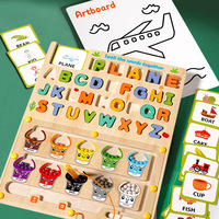 Juguete educativo de madera para niños, palabras, Bola de ortografía, letras de laberinto, clasificación de colores cognitivos, juguete de aprendizaje de madera para niños
