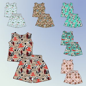Nuovo Set Estivo 2026 in Seta di Latte per Bambini, Due Pezzi con Stampa Personalizzata, Canotta e Pantaloncini Alla Moda per Ragazzi - Product Image 1