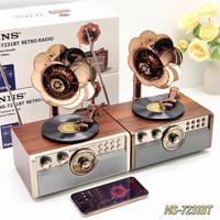 NS-7231BT Reproductor de Discos Retro Clásico, Radio, Altavoz Inalámbrico Bluetooth, Artículo Decorativo de Escritorio, Reproductor de Radio FM AM SW3