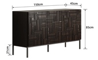 Buffet en bois massif sculpté vintage belge, style Wabi-Sabi du milieu du siècle, meuble de rangement pour entrée d'hôtel et d'hébergement touristique