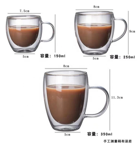 แก้วกาแฟเอสเพรสโซ่ Zlovy H22-T1 รุ่น Hot ขนาด 80/150/250/350/450 มล. ดีไซน์สวยงาม แก้วสองชั้นเก็บความร้อน พร้อมหูจับ สำหรับใช้ในบ้าน - Product Image 2