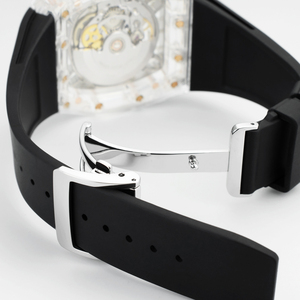 Custom Barrel-shaped Sapphire Crystal <b>Automatic</b> <b>Watch</b> PT5000 Mechanical <b>Skeleton</b> Waterproof Fluororubber Band Men <b>Watch</b> - Product Image 5