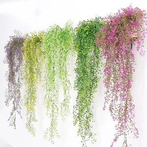 Fausses fleurs en soie suspendues avec panier Ratan pour décoration murale extérieure Arrangement Floral fleurs artificielles - Product Image 1