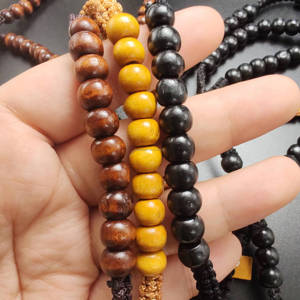 스톡 블랙 다크 브라운 나무 구슬 로프 묵주 종교 묵주 손 니트 로프 묵주 - Product Image 2