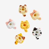 C17 Breloques colorées en résine Chat Donut Kawaii, Cabochons mignons de dessin animé pour loisirs créatifs, coques de téléphone, aimants de réfrigérateur, décorations pour enfants