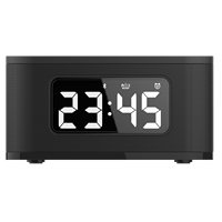 Jam Alarm Radio FM LCD Baru dengan Speaker BT dan Pengisi Daya Nirkabel 5W/10W untuk Ponsel, Warna Hitam, Teknologi Baru, ABS 10w, 1 Port USB