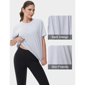 FOXA T-shirt d'entraînement à manches courtes pour femme, col rond, respirant, haut de yoga - Product Image 4