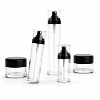 Ensemble de flacons pulvérisateurs transparents en PET avec pompe noire, pots cosmétiques vides pour crème, emballages de soins de la peau