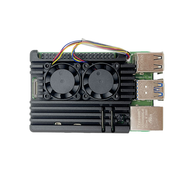 GGDX Chipboard Raspberry Pi 5 Aluminum Case Dual Fan Metal for Rpi 5