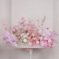 Rangée de fleurs artificielles en soie pour allée de mariage, décoration de table, cérémonie nuptiale, réception, lieu de banquet, scène