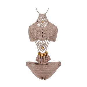 ชุดบิกินี่ถักมือแบบสั่งทำ 2 ชิ้น ชุดว่ายน้ำผู้หญิงเซ็กซี่แบบถักสำหรับออกกำลังกาย พร้อมพู่ห้อย ชุดชายหาดแบบโปร่ง ชุดว่ายน้ำโครเชต์ทำมือ - Product Image 2