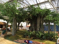 Faux arbre de banian en plastique vert artificiel d'hôtel de Hilton d'Arbol cinq étoiles fait sur commande grand arbre artificiel de 25 mètres pour le parc de forêt